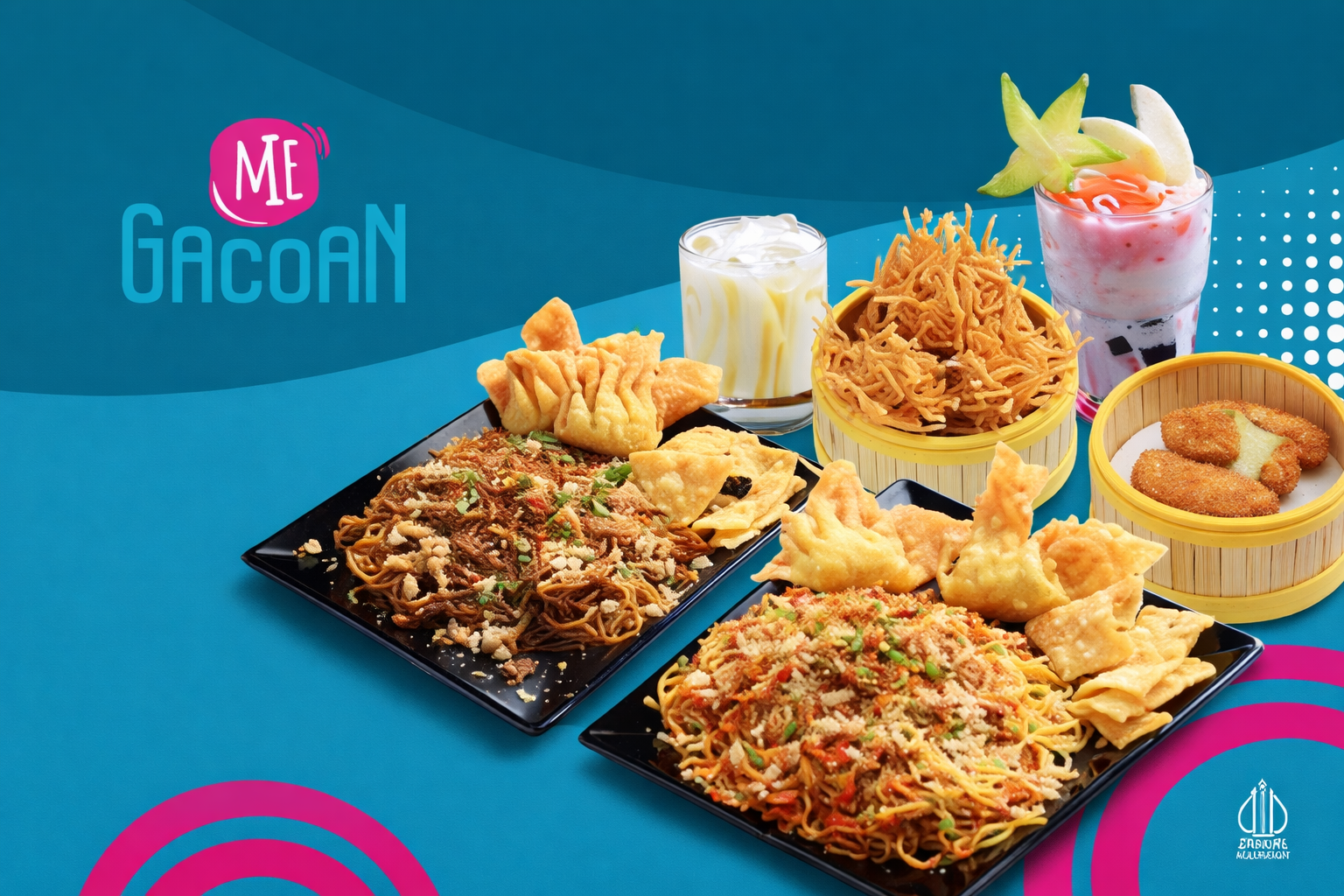 Pengunjung menikmati mie dan dimsum